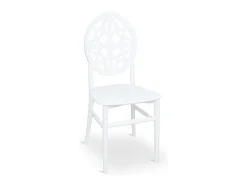 Silla Venus en plástico polipropileno blanco con respaldo decorado, apilable