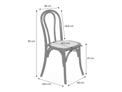 Silla vintage de madera y ratán, set de 4 negro
