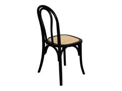 Silla vintage de madera y ratán, set de 4 negro