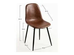 Silla vintage símil piel marrón y patas de acero negro Kela