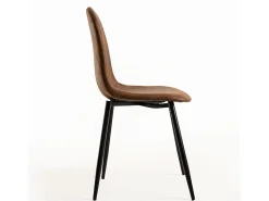 Silla vintage símil piel marrón y patas de acero negro Kela