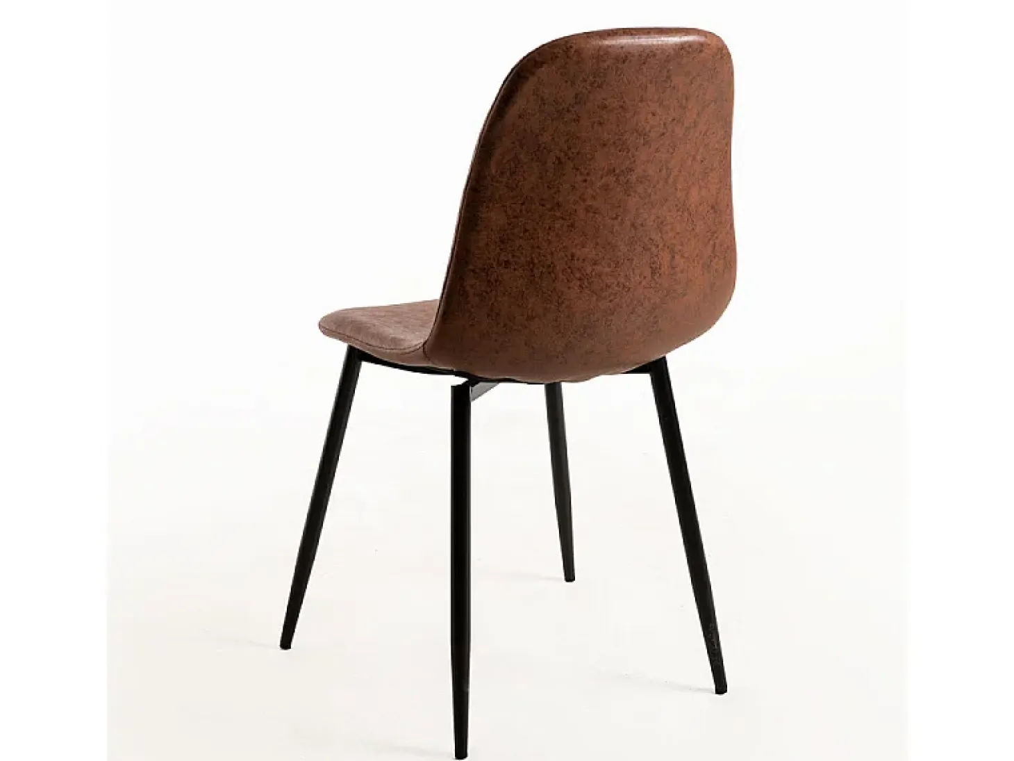 Silla vintage símil piel marrón y patas de acero negro Kela