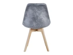 Silla Zaka con asiento vintage símil piel y patas de madera natural-Color Gris claro
