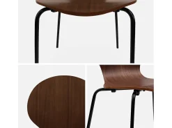 Sillas apilables retro, madera y contrachapado, set de 4 marrón