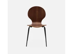 Sillas apilables retro, madera y contrachapado, set de 4 marrón