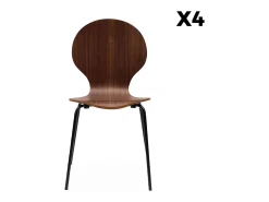 Sillas apilables retro, madera y contrachapado, set de 4 marrón