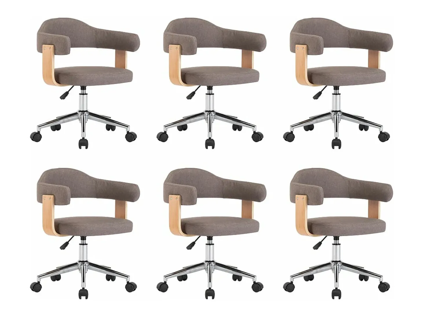Sillas comedor giratorias 6 unidades madera curvada tela gris taupe