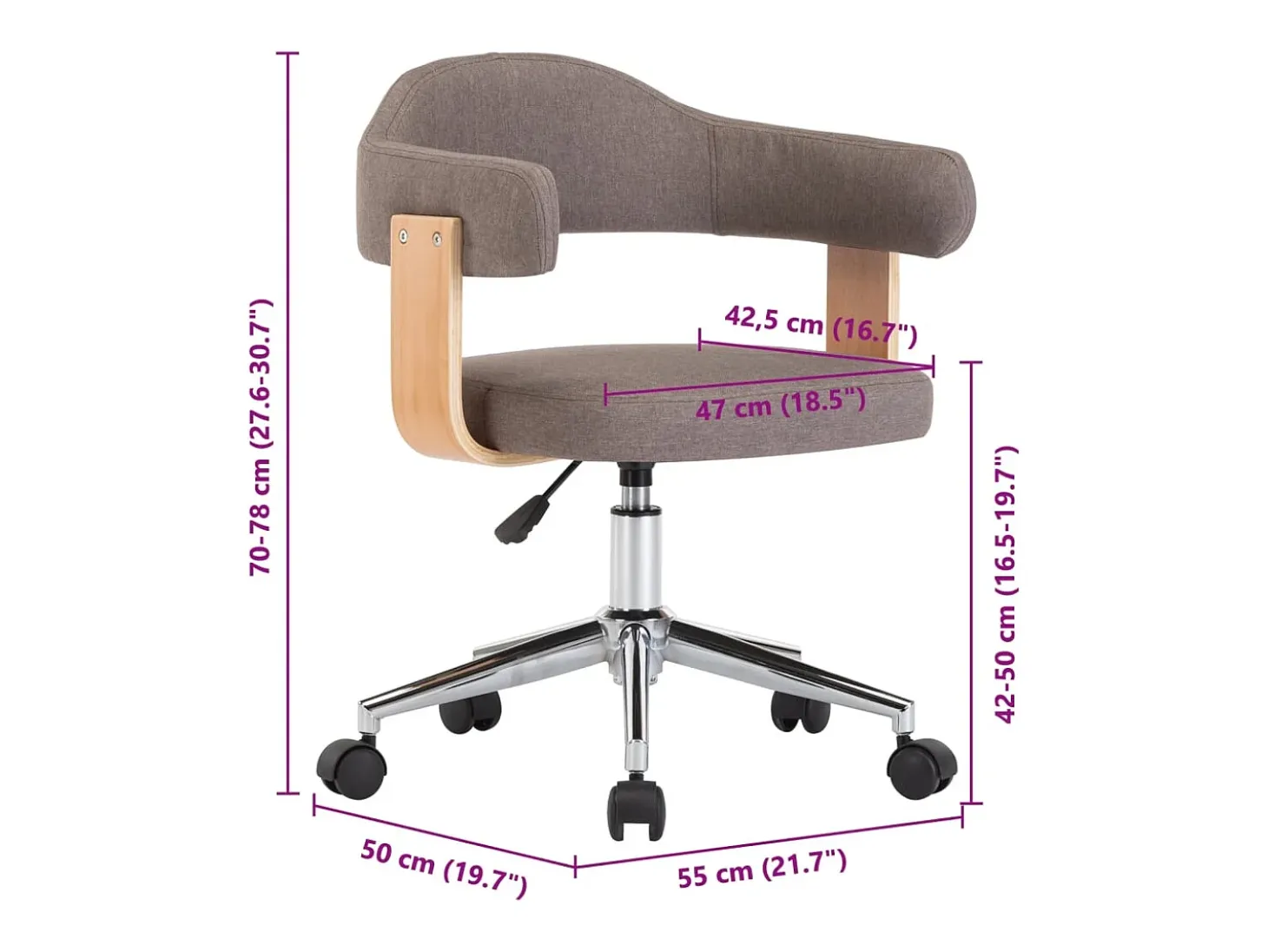 Sillas comedor giratorias 6 unidades madera curvada tela gris taupe