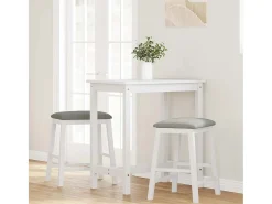 Sillas de bar con cojines 2 piezas madera maciza de caucho blanca