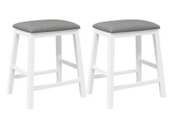 Sillas de bar con cojines 2 piezas madera maciza de caucho blanca