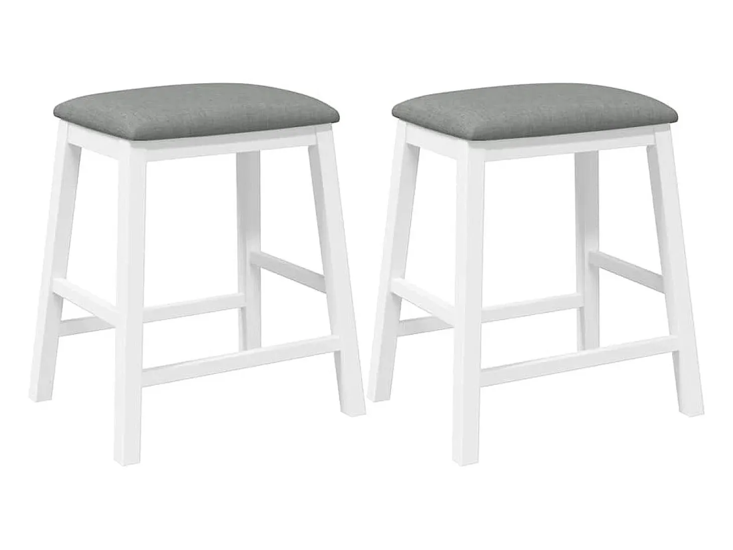 Sillas de bar con cojines 2 piezas madera maciza de caucho blanca