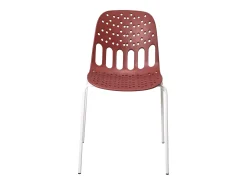 Sillas de cocina de diseño, lote de 4, apilables, patas metálicas KIO (Rojo-Blanco)