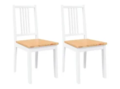 Sillas de comedor 2 piezas madera maciza de caucho blanco