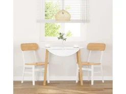 Sillas de comedor 2 piezas madera maciza de caucho blanco