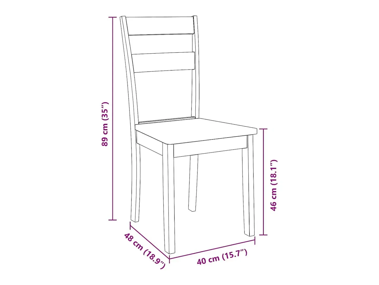 Sillas de comedor 2 piezas madera maciza natural caucho