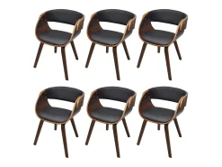Sillas de comedor 6 uds cuero sintético marrón