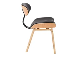 Sillas de comedor 2 uds madera curvada y cuero sintético negro