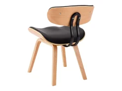 Sillas de comedor 2 uds madera curvada y cuero sintético negro