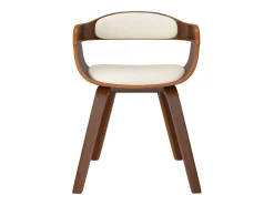 Sillas de comedor 4 uds madera curvada y cuero sintético crema