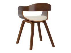 Sillas de comedor 4 uds madera curvada y cuero sintético crema