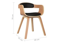 Sillas de comedor 6 uds madera curvada y cuero sintético negro