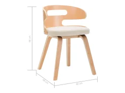 Sillas de comedor 4 uds madera curvada y cuero sintético crema