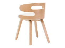 Sillas de comedor 4 uds madera curvada y cuero sintético crema