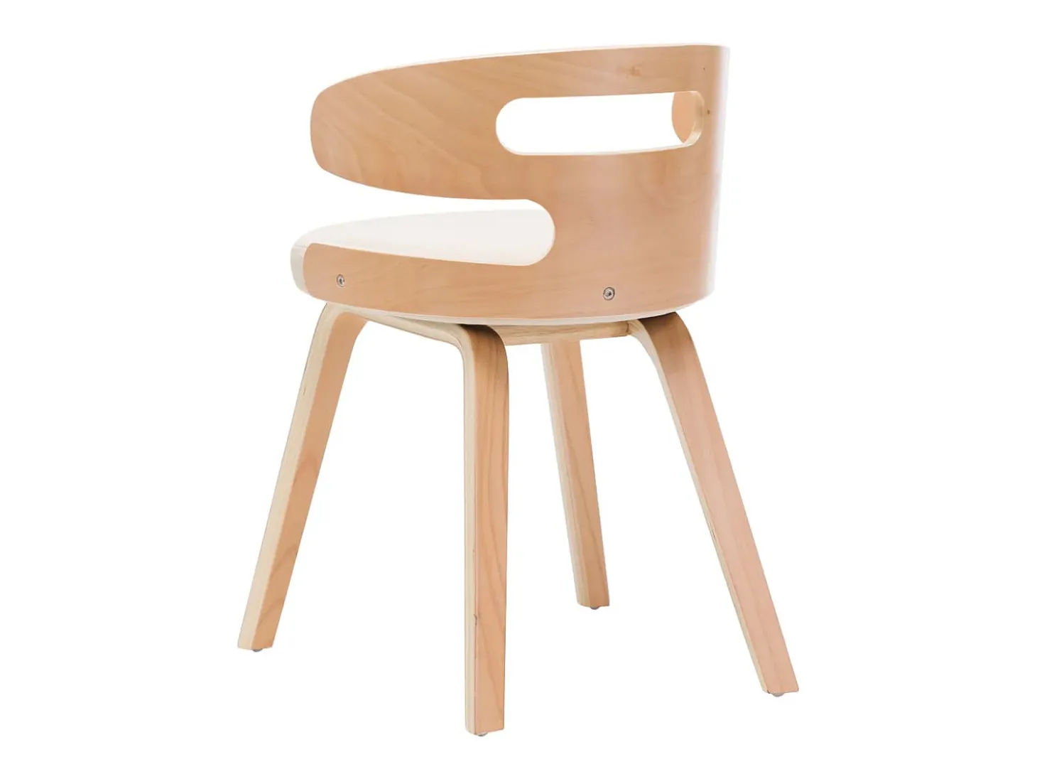 Sillas de comedor 4 uds madera curvada y cuero sintético crema