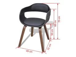 Sillas de comedor 4 uds madera curvada cuero sintético negro
