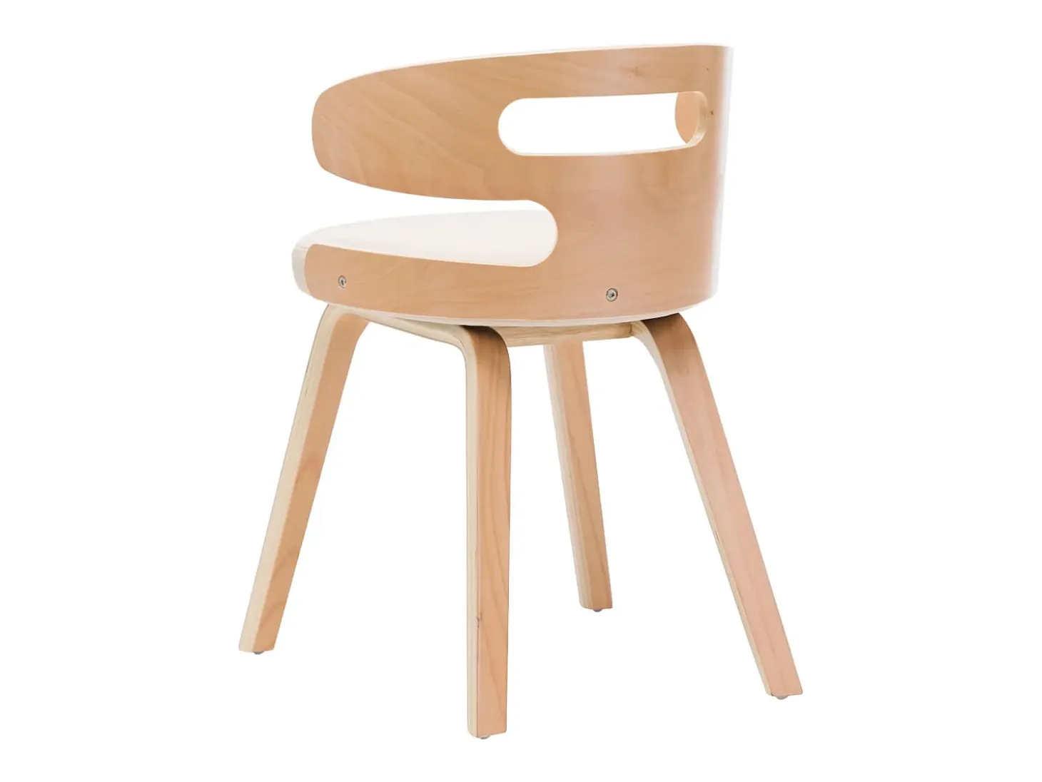 Sillas de comedor 6 uds madera curvada y cuero sintético crema