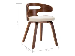 Sillas de comedor 6 uds madera curvada y cuero sintético crema