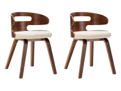 Sillas de comedor 2 uds madera curvada y cuero sintético crema ES875182