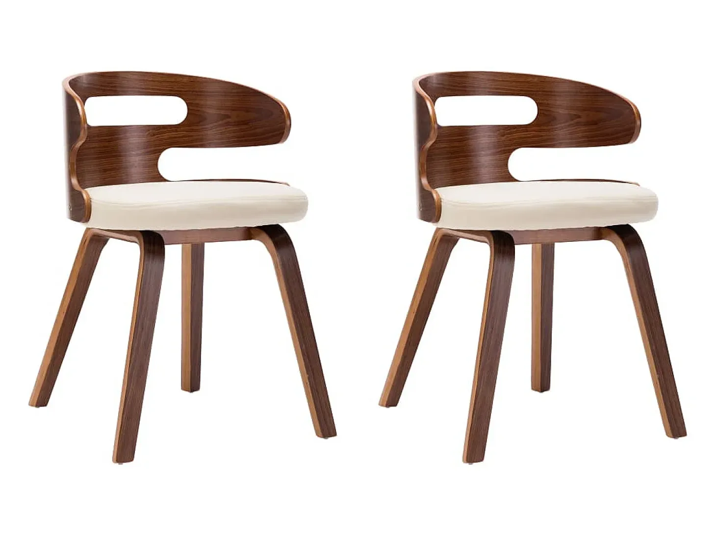 Sillas de comedor 2 uds madera curvada y cuero sintético crema ES875182