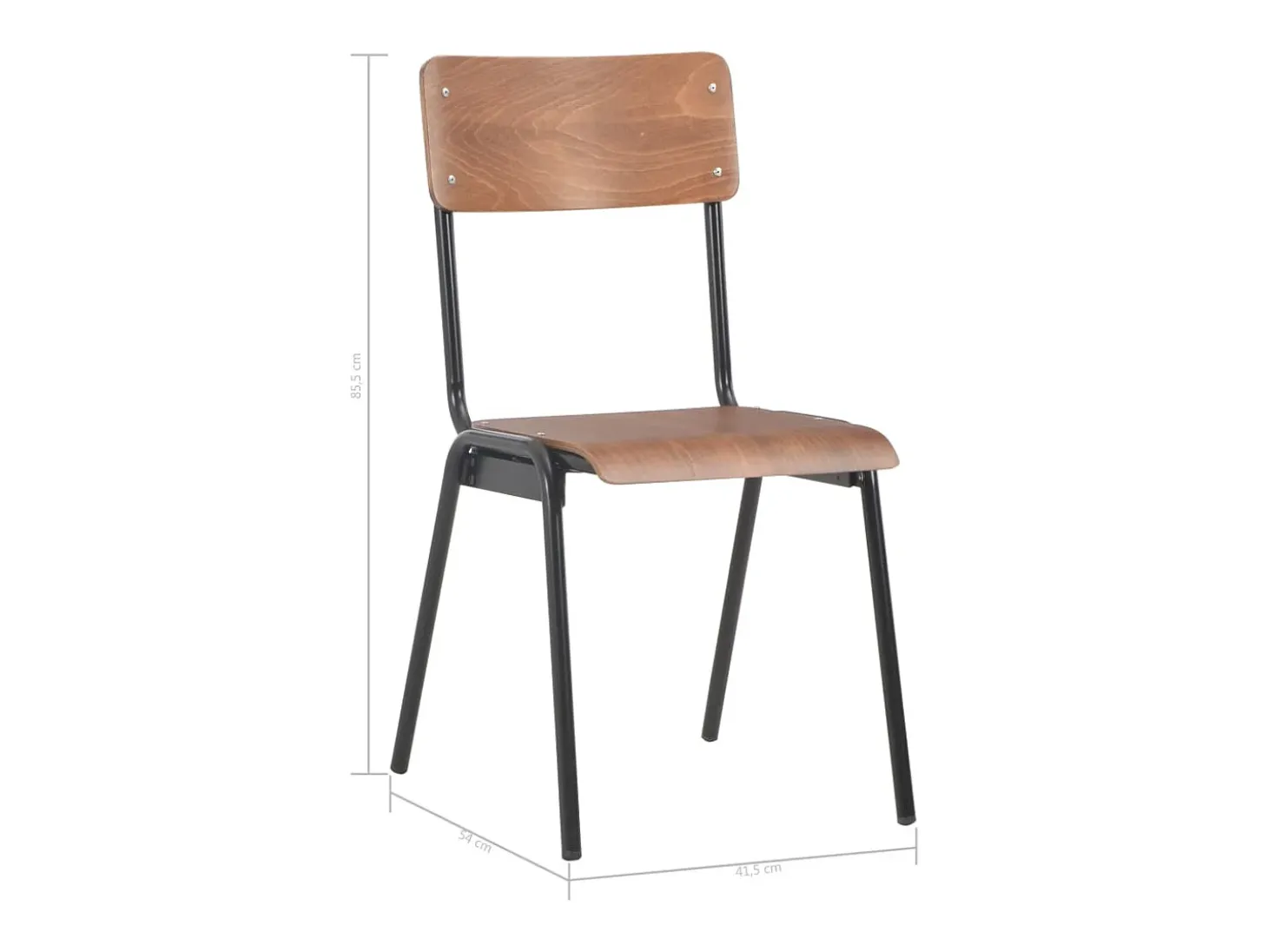 Sillas de comedor 2 uds madera contrachapada y acero marrón