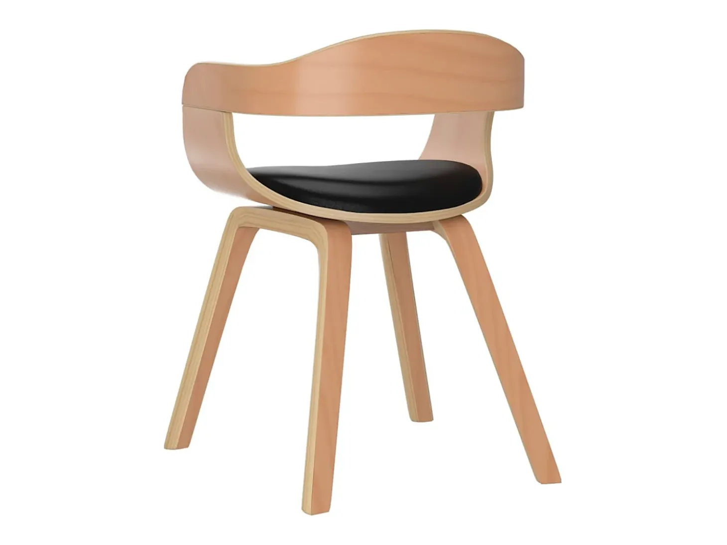 Sillas de comedor 2 uds madera curvada y cuero sintético negro