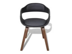 Sillas de comedor 2 uds madera curvada y cuero sintético negro
