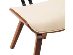 Sillas de comedor 2 uds madera curvada y cuero sintético crema
