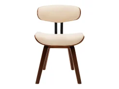 Sillas de comedor 2 uds madera curvada y cuero sintético crema