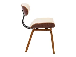 Sillas de comedor 2 uds madera curvada y cuero sintético crema