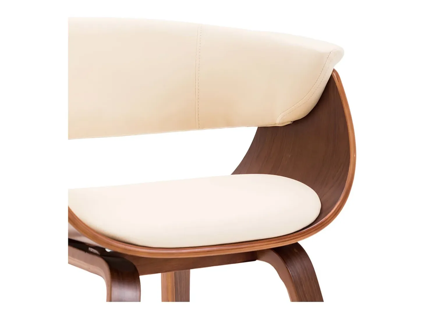 Sillas de comedor 4 uds madera curvada y cuero sintético crema