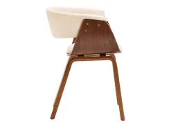 Sillas de comedor 4 uds madera curvada y cuero sintético crema