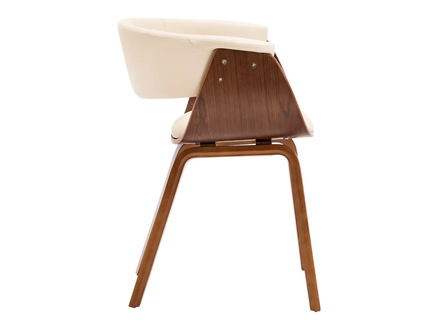 Sillas de comedor 4 uds madera curvada y cuero sintético crema