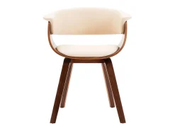 Sillas de comedor 4 uds madera curvada y cuero sintético crema