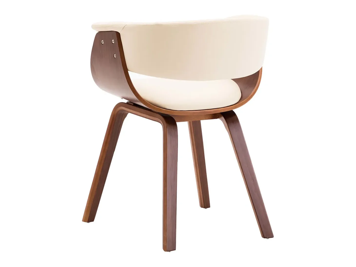 Sillas de comedor 4 uds madera curvada y cuero sintético crema