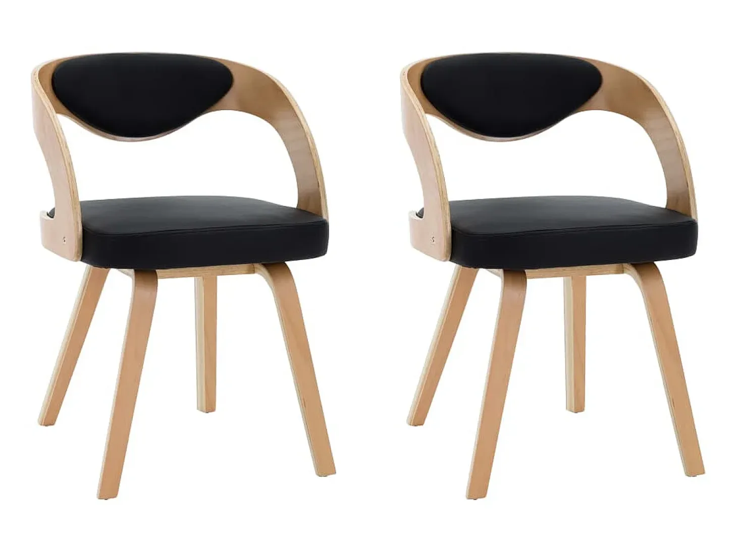 Sillas de comedor 2 uds madera curvada y cuero sintético negro ES36761