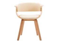 Sillas de comedor 6 uds madera curvada y cuero sintético crema