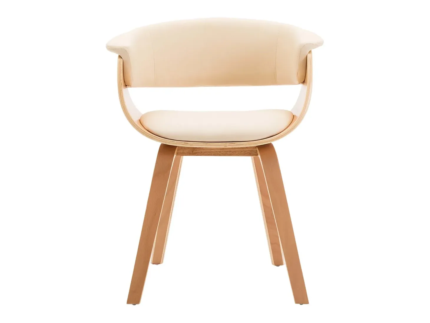 Sillas de comedor 6 uds madera curvada y cuero sintético crema