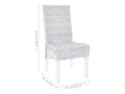 Sillas de comedor 4 uds ratán Kubu y madera mango blanco