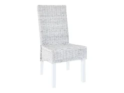Sillas de comedor 4 uds ratán Kubu y madera mango blanco