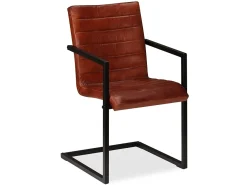 Sillas de comedor 2 unidades cuero auténtico marrón ES37255
